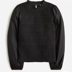 J. Crew Blouse Long sleeve ruffleneck smocked top